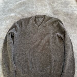 Men's Charcoal Cashmere V-Neck Sweater